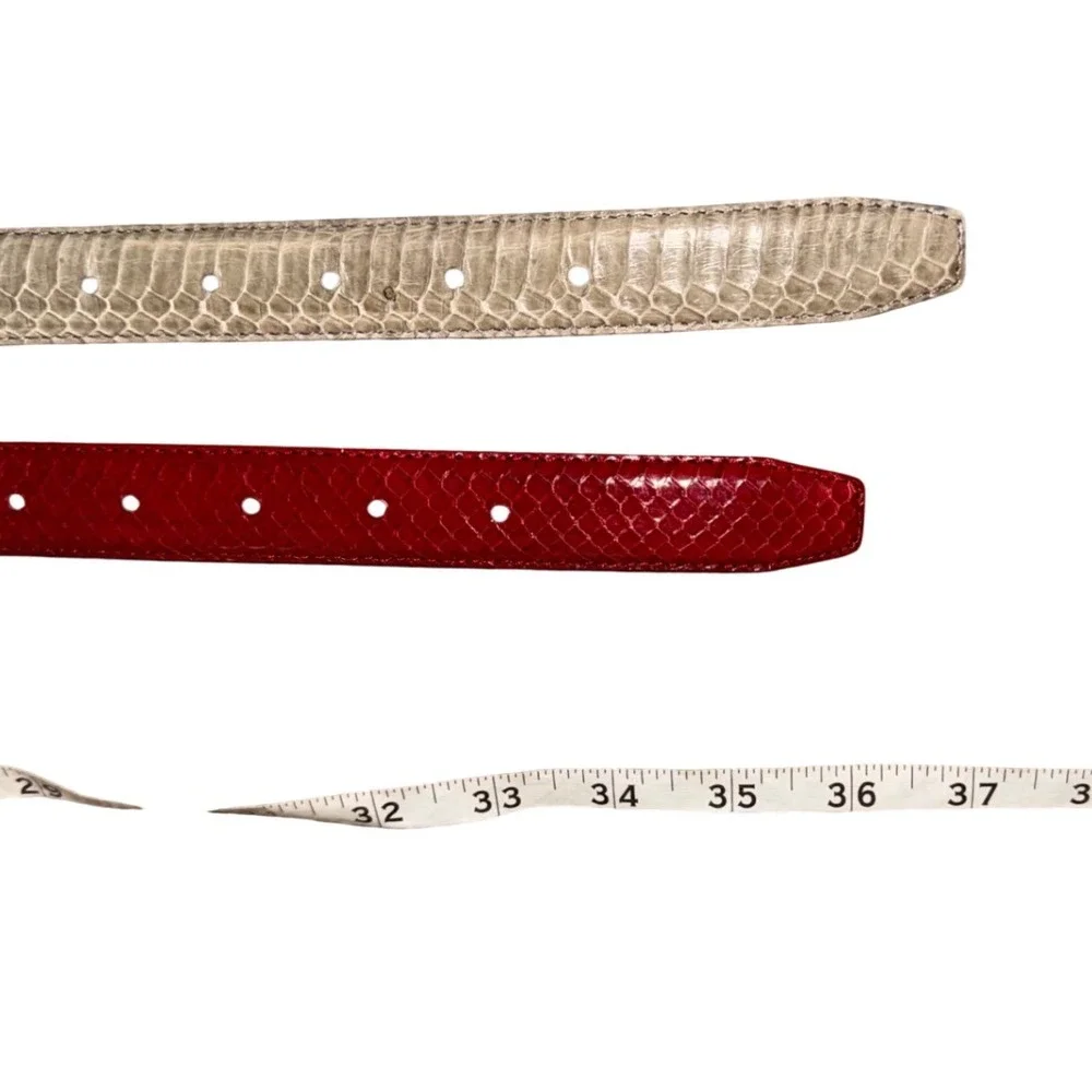 Bundle Honors Vintage Genuine‎ Snakeskin Belt Set Red Cream Snakeskin
